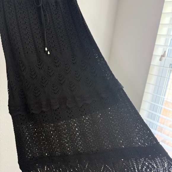 Solitaire Crochet 2 Piece Set Womens Medium Black Maxi Sleeveless Flowy - Picture 9 of 12